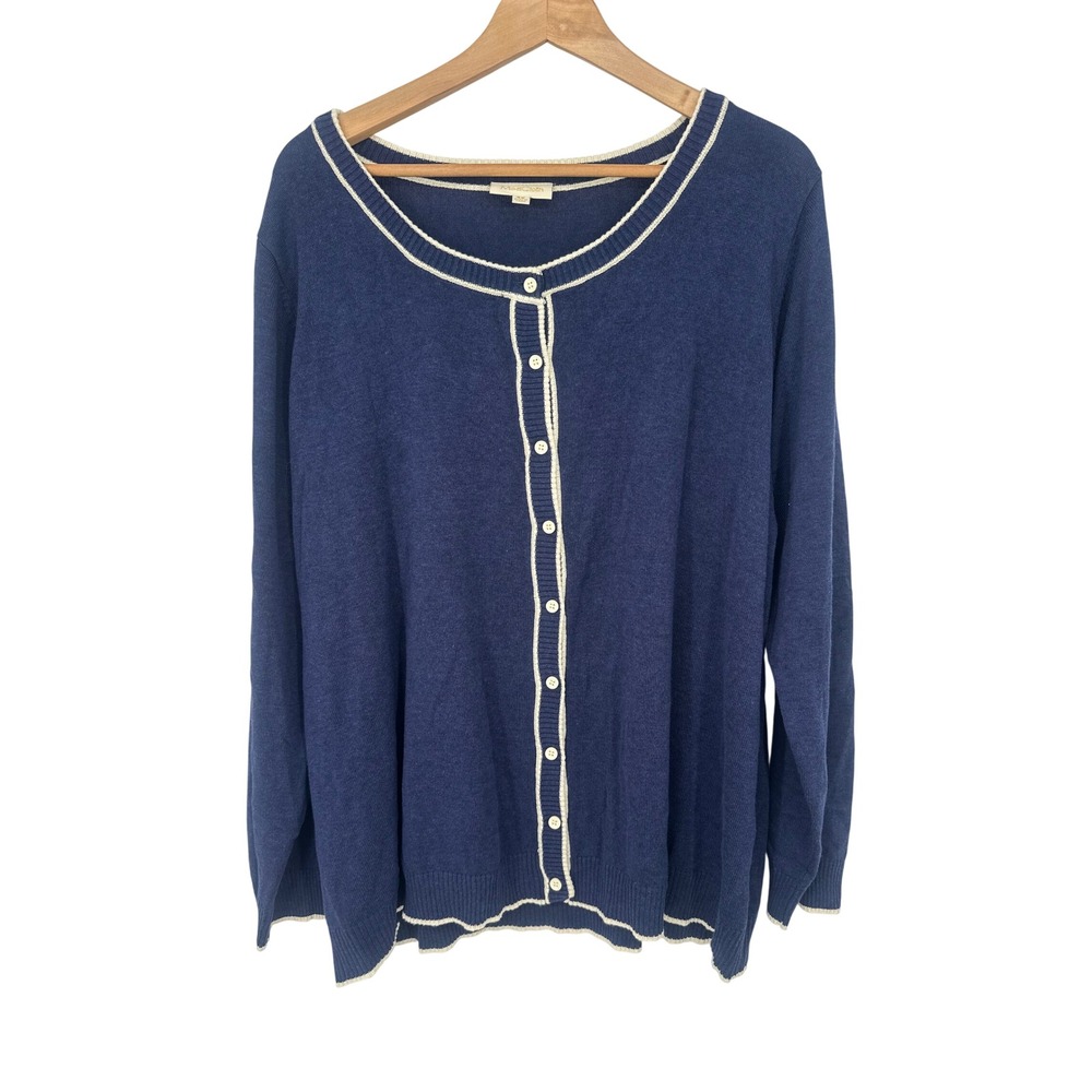 ModCloth Cardigan Sweater 4X Navy Blue Coastal Grandmother Nautical Preppy Retro